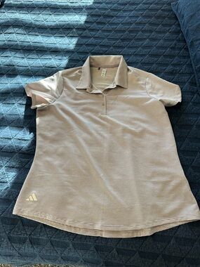 adidas purple and white Striped Polo Top